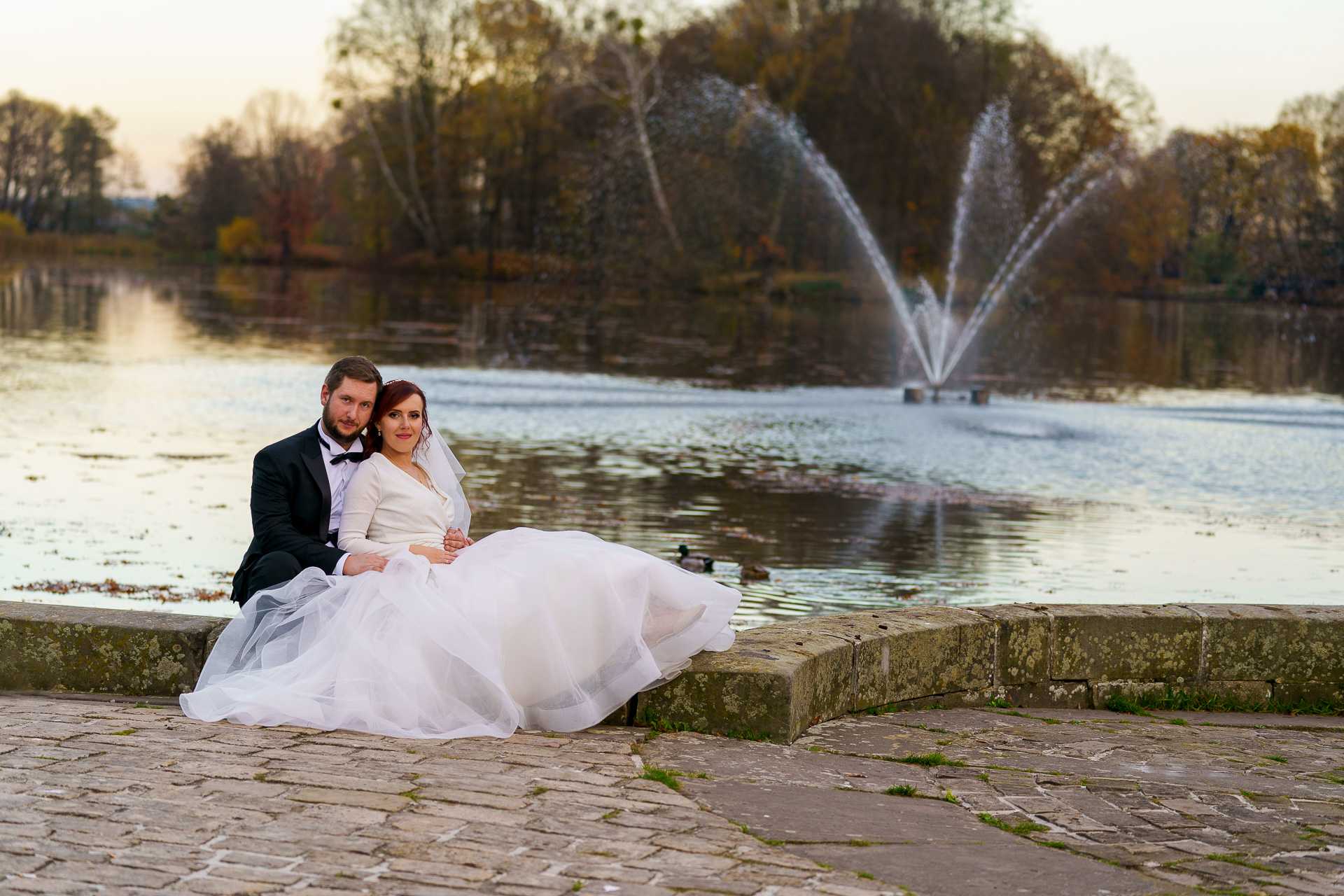 Pałac Kawalera o zachodzie słońca — plener ślubny – fotograf Częstochowa