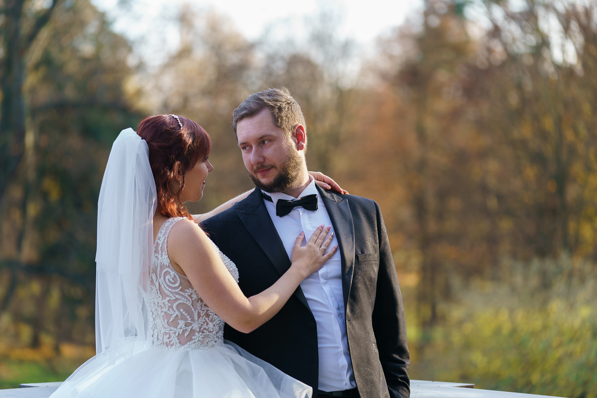 Pałac Kawalera o zachodzie słońca — plener ślubny – fotograf Częstochowa