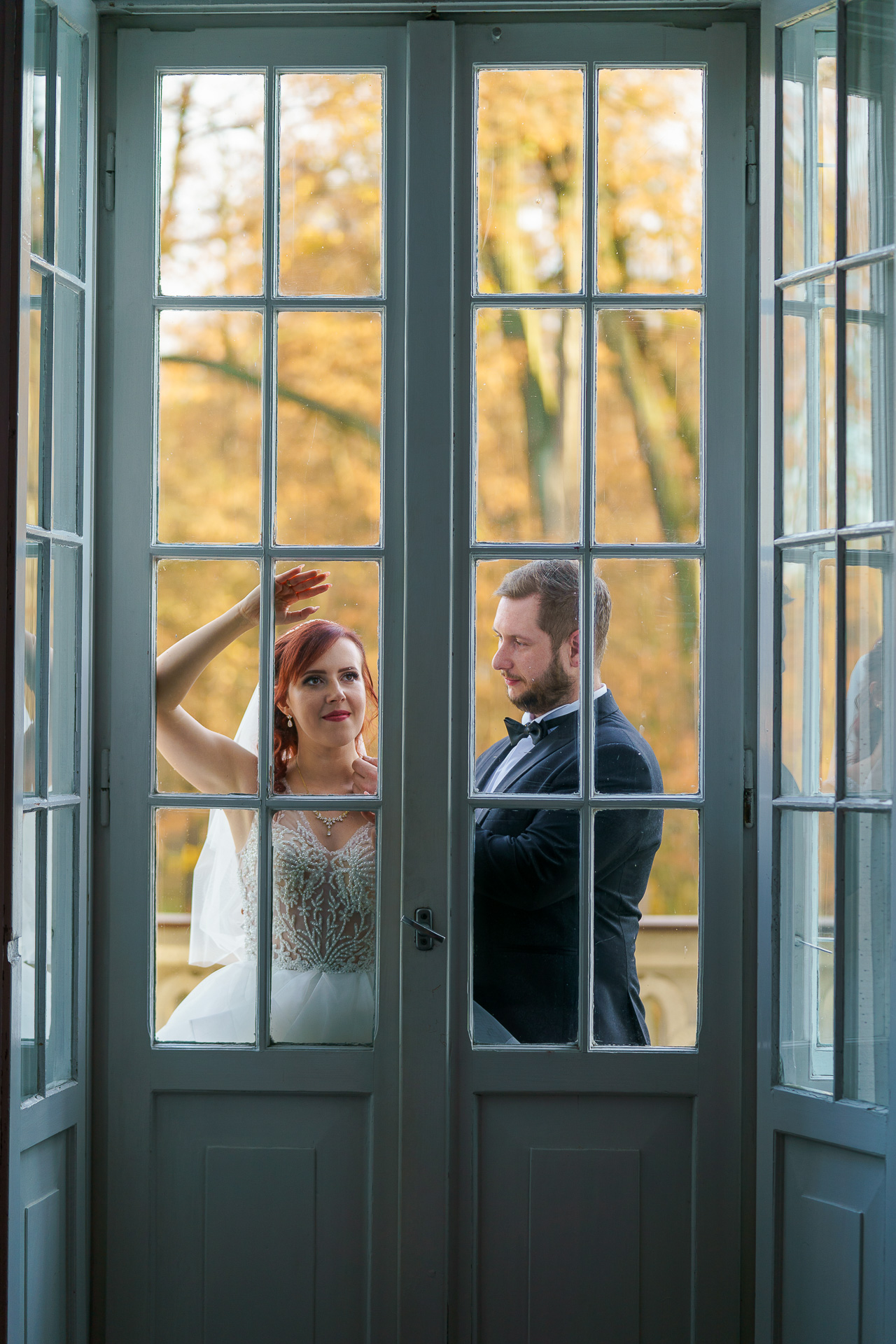 Pałac Kawalera o zachodzie słońca — plener ślubny – fotograf Częstochowa